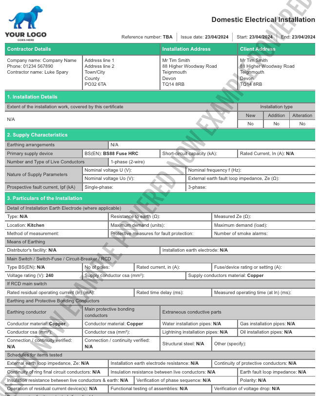 domestic electrical installation