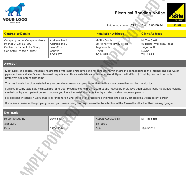 electrical bonding notice