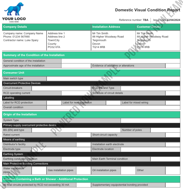 domestic visual condition report