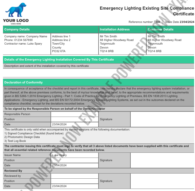 emergecny lighting existing site compliance