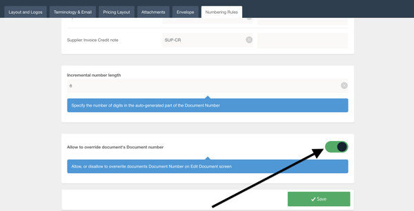 Powered Now, changing invoice quote number