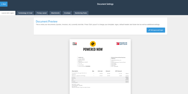 Powered Now, header and footer