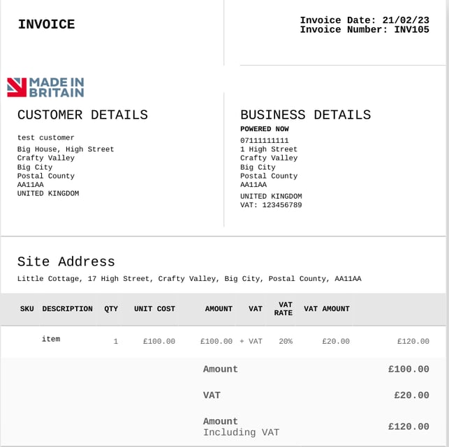 sample of invoice