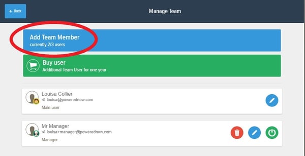 Powered Now, adding your team