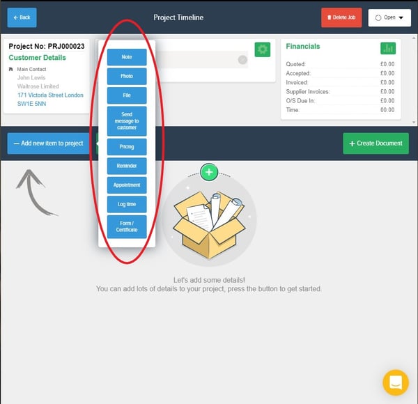Powered Now, creating a job sheet
