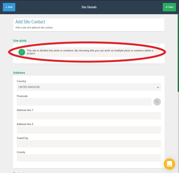 Powered Now, Adding a Site to a Contact