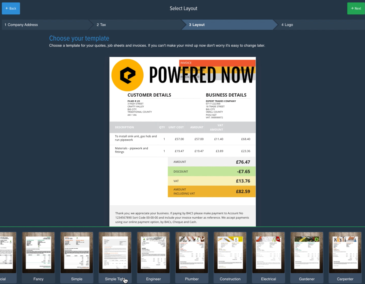 create invoice template