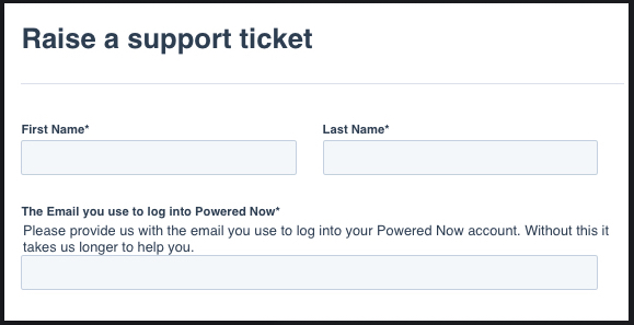 Powered Now, raising a support ticket