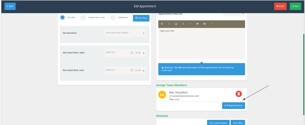 powered now manage assignees