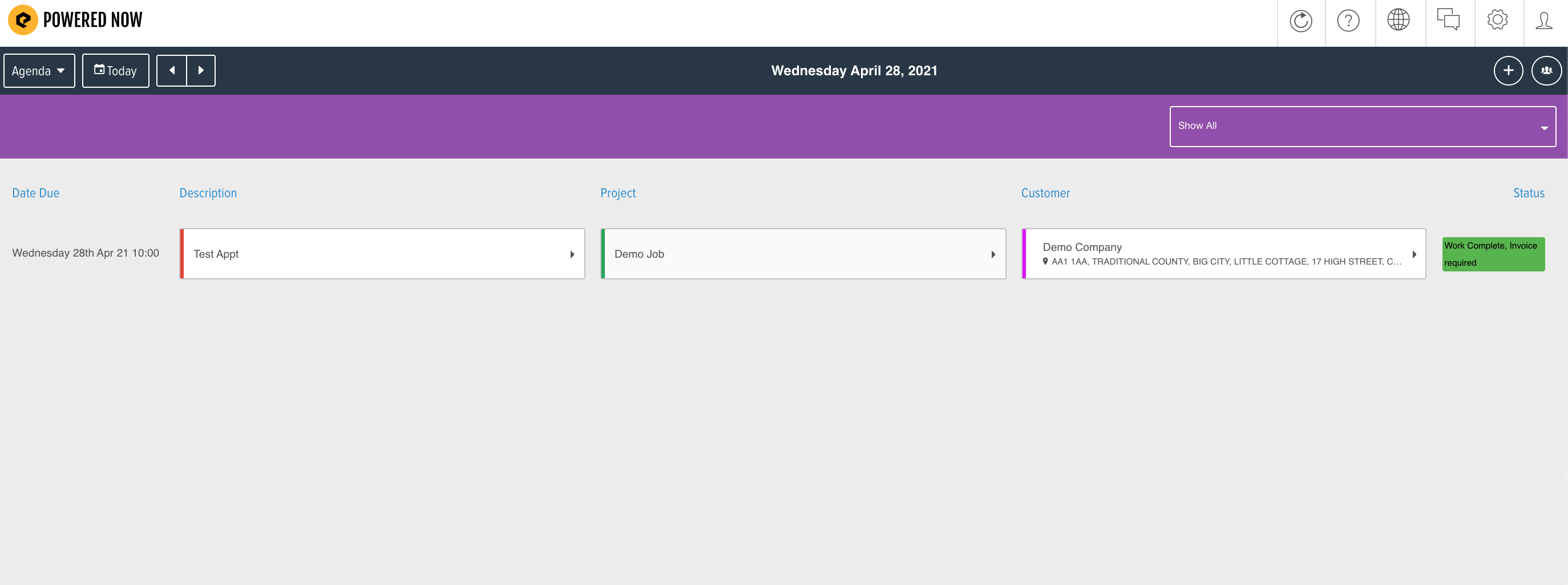 powered now calendar view